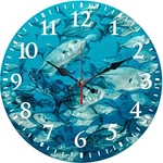 Blue Fish Pattern Wall Clock Wooden Silent No Battery Holiday Home Decors. Fixed Price $22.79.