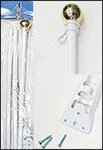 White Steel Flag Pole With Ball Top 6 Foot Wall Mount Feet Ft New Kit. Fixed Price $27.98.