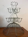 Antique French Country 3-TIERED Wire Plant Stand Old Green Paint 20.5" 15". Fixed Price $140.00.