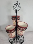 Temp-tations World 3 Tier Utensil Holder, Metal Rack W/ Round Ceramic Cups. Fixed Price $39.99.